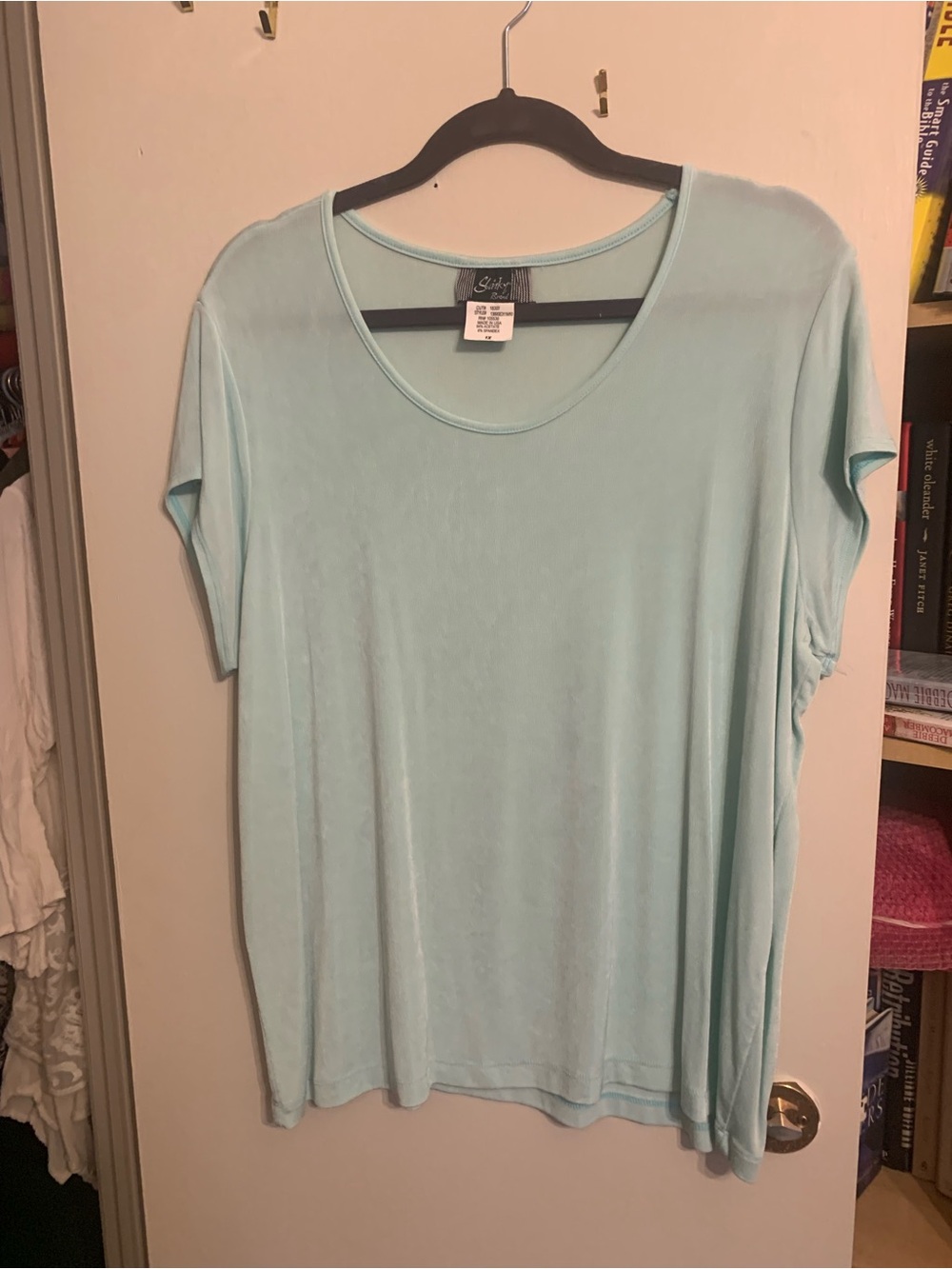 Slinky Brand Mint Scoop Neck Short Sleeve Top